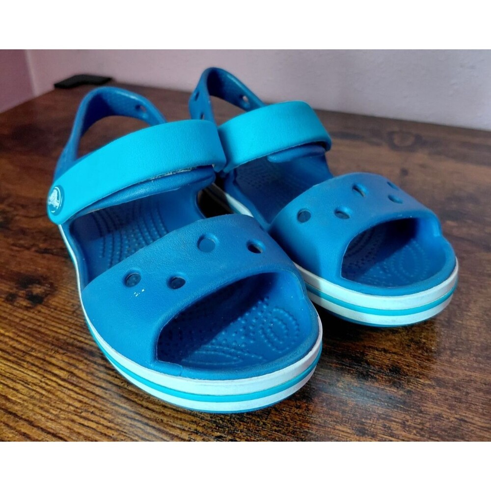 CROCS Crocband Cruiser Sandals Kid's Cerulean Blue Ocean Size C10